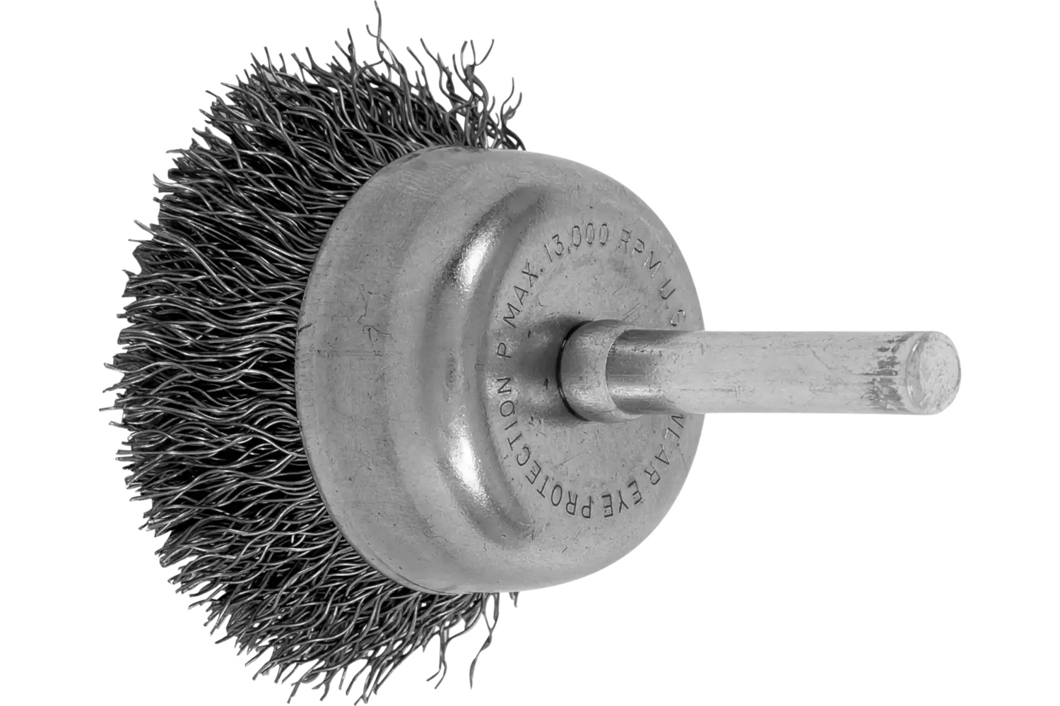 Picture of Pferd Crimped Mounted Cup Brush 1-3/4" Dia. .012 Carbon Steel 1/4" Shank